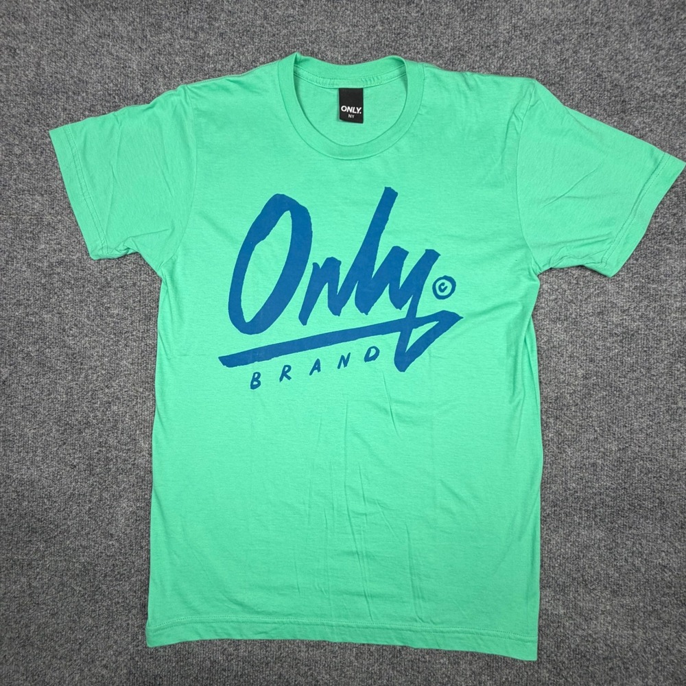Only NY Mens Graphic T-Shirt Green Blue‎ Logo Print Short Sleeve Crew Neck M